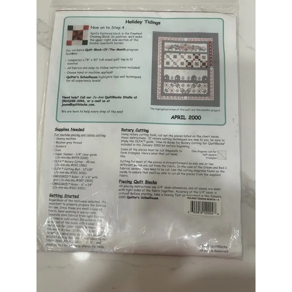 Vtg Holiday Tidings 2000 Joann Fabric Quilt Block Kits Set Of 3 Months Steps 4-6